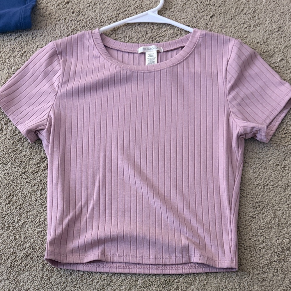 Forever 21 Lilac Ribbed Short Sleeve Top